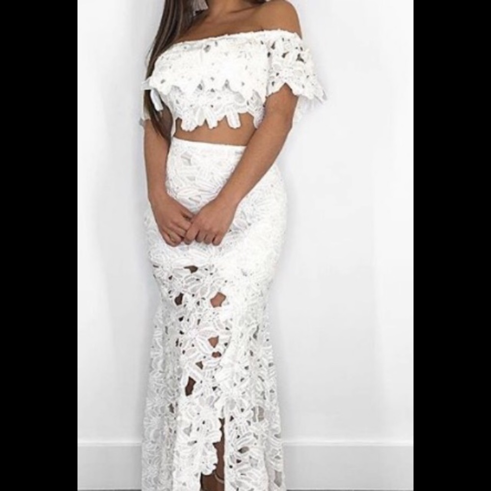 White two piece dress